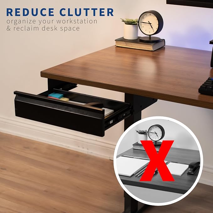 VIVO Black 16 x 9 inch Under Desk Slide Out Drawer, DESK-AC03A-B | No Shell, Sturdy Steel Design, Under Desk Storage, Workstation Organizer for Home Office, Holds 11 lbs - Image 6