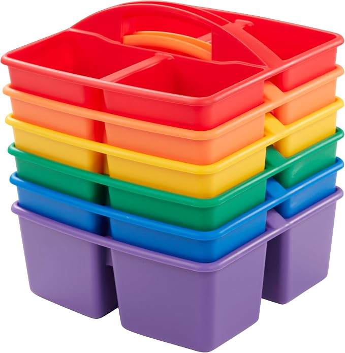 ECR4Kids 4-Compartment Medium Plastic Caddy, Multipurpose Organization, Primary, 6-Pack - Image 10