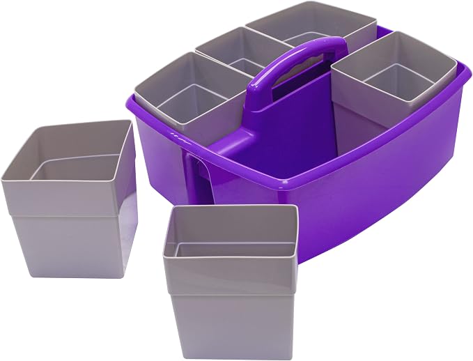 Storex Large Classroom Craft Caddy with Cups, 13 x 11 x 6.575 Inches, Purple, Case of 2 (00986A02C) - Image 4