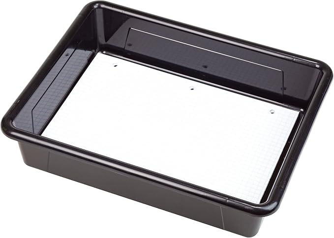 Storex Letter Size Flat Storage Tray – Organizer Bin with Non-Snap Lid for Classroom, Office and Home, Black, 5-Pack (62535U05C) - Image 5