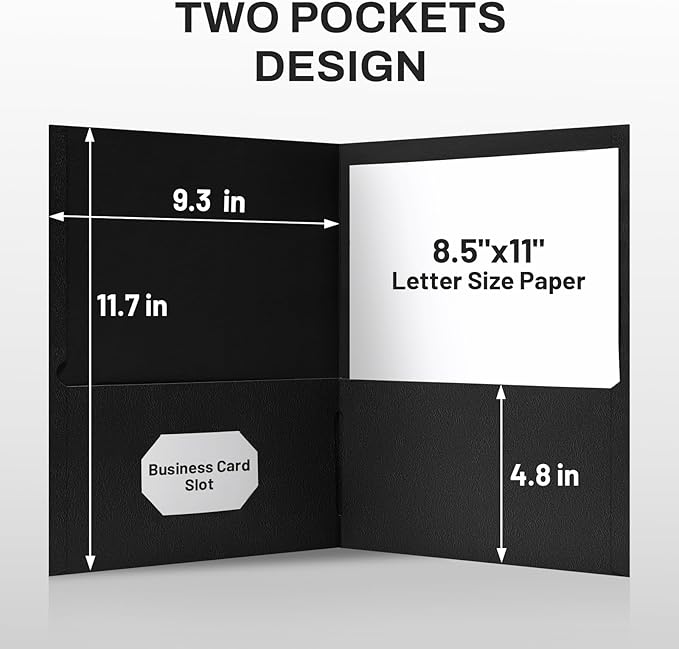 SUNEE Folders with Pockets(125 Pack, Black), 2 Pocket Folders Fit Letter Size Paper, Paper File Folder for School Office Home Business - Image 4