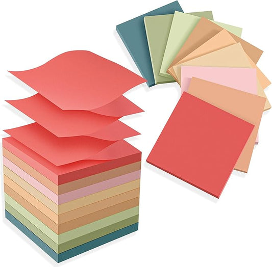 (18 Pads) Pop Up Sticky Notes 3x3 Refills, Vintage Color, Strong Adhesive Memo Pad Bulk, Suitable for Home, Office, School, Clean Removal