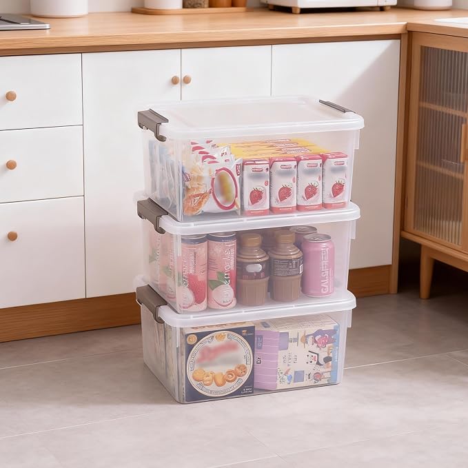 Citylife 17QT Plastic Storage Bins with Lids,5Packs Large Containers | Stackable Box with Locking Latches for Home, Office, Closet & Pantry Organization,Clear - Image 8