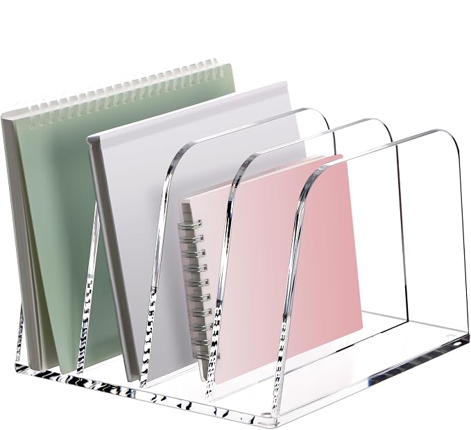 YUXUN Desk File Organizer,4-Section Clear Acrylic Desk Organizer,Vertical File Sorter Holder Organization for Office School & Classroom - Image 9