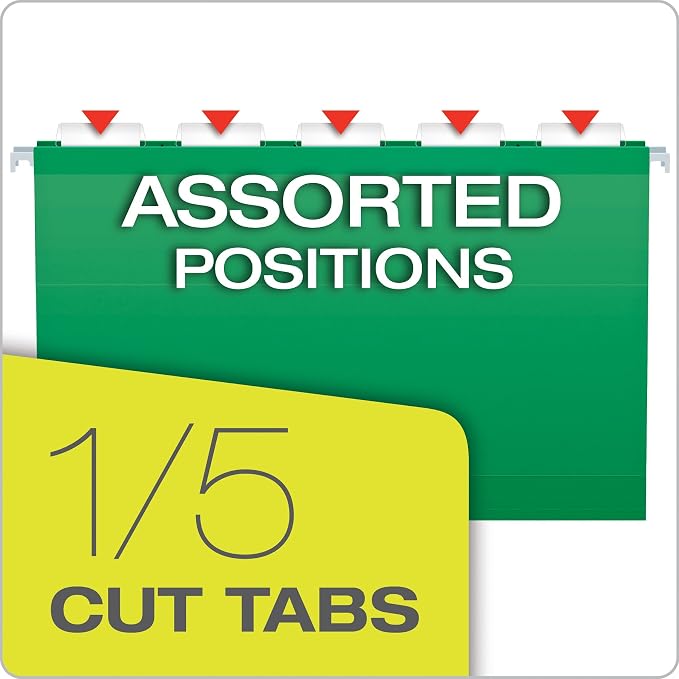 Pendaflex Reinforced Hanging Folders, Legal Size, Bright Green, 1/5 Cut, 25/BX (4153 1/5 BGR) (Pack of 2) - Image 4