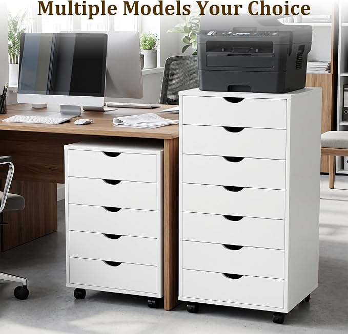 7 Drawer Mobile File Cabinet, Office Storage Cabinet, with Drawers | 7 Drawers Office Storage Cabinet with Wheels, Mobile File Cabinet for Desk Drawer Storage, Drawers and Office Furniture - Image 4