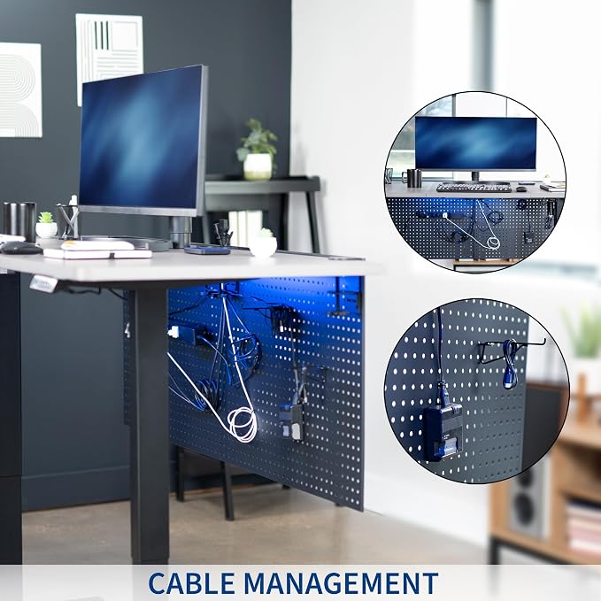 VIVO Black Clamp-on 60 x 24 inch Desk Pegboard, PP-DK30B-2 | Steel Privacy Panel, Magnetic Peg Board, Office Accessory Organizer, Above or Under Desk Placement - Image 7