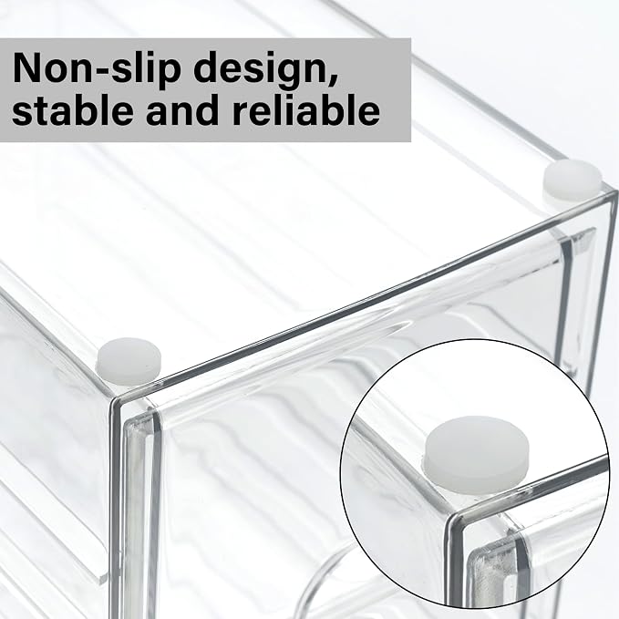 Prsildan Hair Accessories Organizer Acrylic Drawer with 10 Drawers | Clear, Craft Art Supply Storage, For Office Desk Bathroom Vanity Countertop, Set of 2 - Image 6