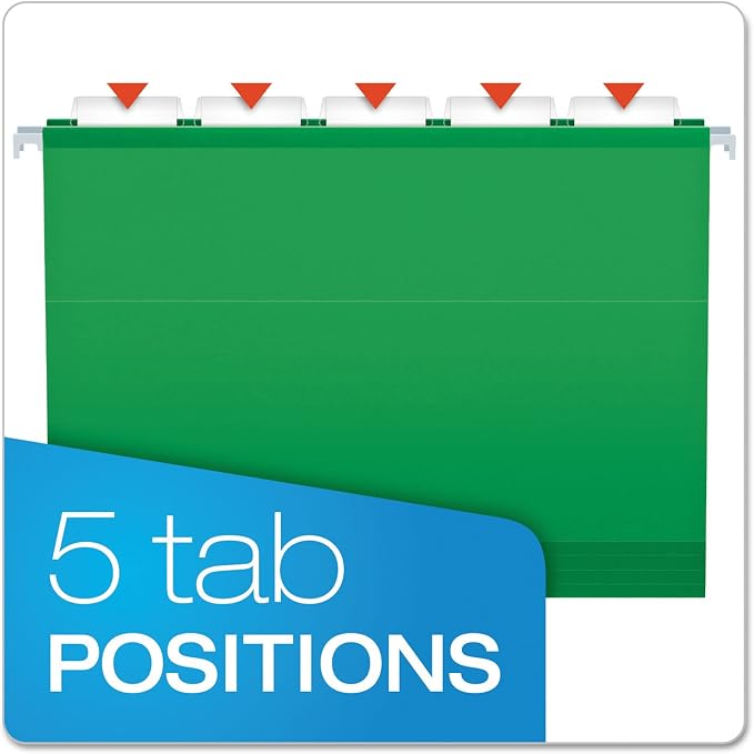 Pendaflex 4152X2BGR Reinforced 2-Inch Extra Capacity Hanging Folders, Letter, Bright Green, 25/Box - Image 4