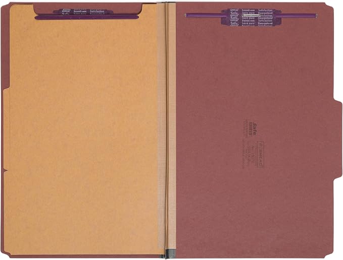 Smead Pressboard Legal Size File Folders with SafeSHIELD Fasteners, 2 Dividers, 2" Expansion, Office Folders, Paper Holder, Red, 10 per Box (19075) - Image 7