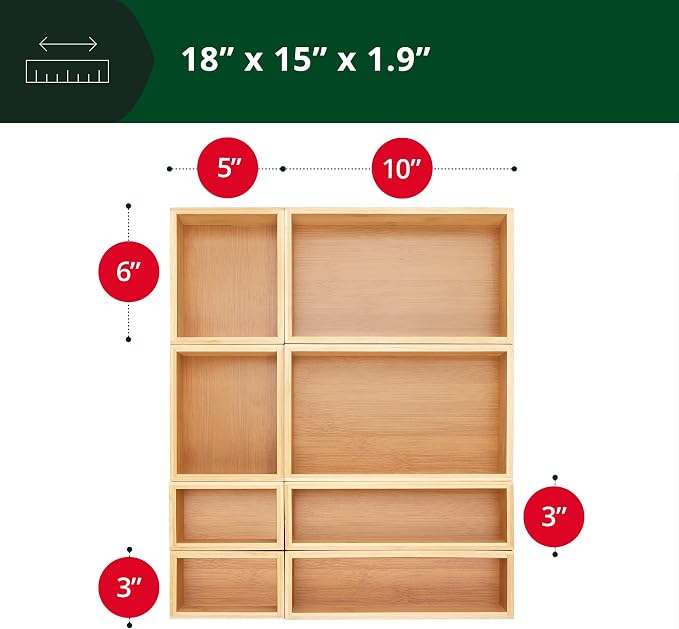 ROYAL CRAFT WOOD Bamboo Jewelry Organizer Box & Chests Set - Versatile Storage Solution for Makeup, Jewelry, and Bathroom Essentials (8 Boxes) - Image 2