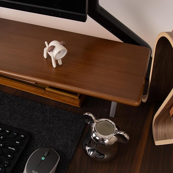 Bamboo Monitor Stand Riser, Brown Desk Shelf with Acrylic Legs | 31.5-Inch Wide, 3.3-Inch Clearance, Fits Monitor, Laptop, Printer and Speakers for Small Desks - Image 3
