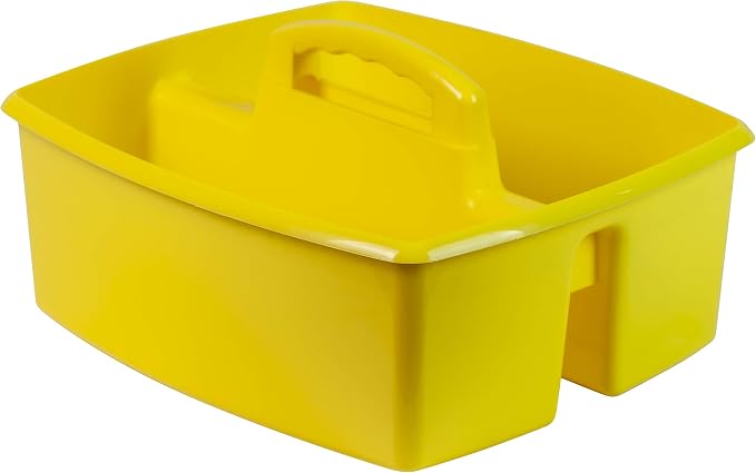 Storex 2-Compartment Large Craft Caddy – Multipurpose Classroom Organizer with Handle, Yellow, 1-Pack (00957C06C) - Image 2