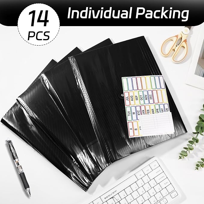 UMETDO 14 PCS Office Accordion File Organizer Bulk - 13 Pocket Plastics Expanding Folder with Tabs - Letter Size Loose Paper Folder for Work School Home, Student Teacher - Image 3
