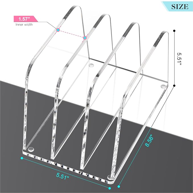HeZone Desk File Organizer,3-Section Vertical Clear File Organizer File Holder Folder Holder Mail Sorter Acrylic Stand Rack,Office Organization for Home, Office & Classroom(1 Pack) - Image 2