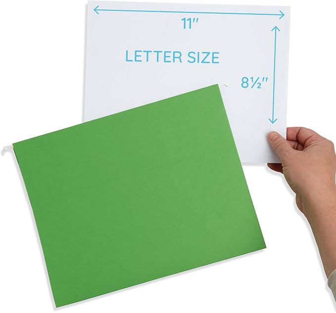 Blue Summit Supplies 25 Expandable Hanging File Folders, 1", Assorted | Letter size, 11pt, 1 in expansion, reinforced, tabs included, for bulky files, charts, and manuals - Image 2