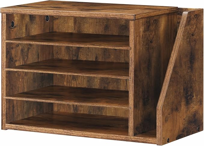 HOOBRO Mail Sorter, Literature Organizer with Adjustable Shelves, Paper Organizer for Office, Home, Wood Countertop File Holders, Mails, Magazines, Rustic Brown FG41WF01 by HOOBRO