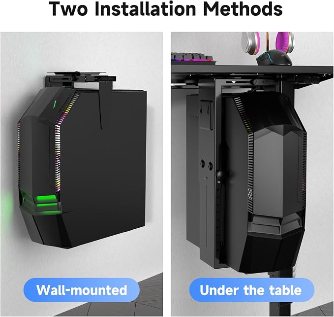 Suptek Adjustable Under Desk and Wall PC Mount,3.94 to 11.61 inch Wide Computer Case CPU Hanger Holder 360 Degree Rotatable Under-Desk PC Hanging Stand Holder Mount (ZJJ001XL) - Image 6