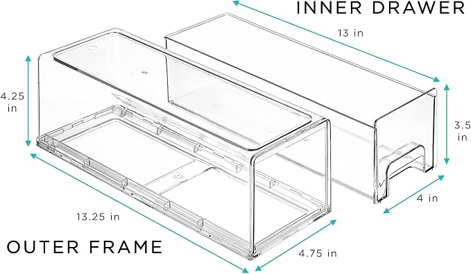 Sorbus Small Wide Clear Stackable Storage Drawers – 2-Pack Plastic Organizer Bins with Handles – Stackable Pull-Out Storage Drawers for Closet, Pantry, Office, Bathroom, Craft, and Toy Organization - Image 3