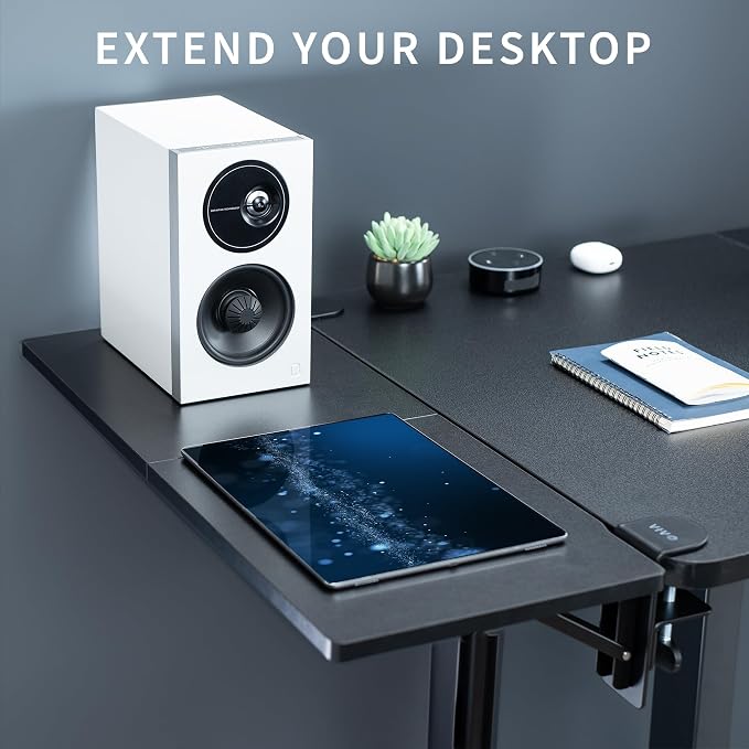 VIVO Black Clamp-on 30 x 12 in Desk Extender, DESK-EXT30 | Foldable, Wrist Support Arm Rest, Office Keyboard Tray, Side Table Extension Attachment - Image 4