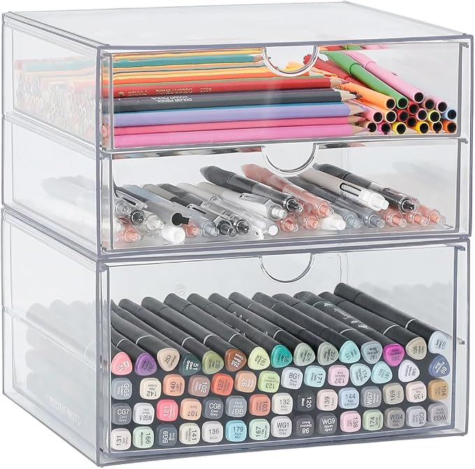 Clear Desk Drawer Organizer, 2 Pack, 3 Drawers - Image 9
