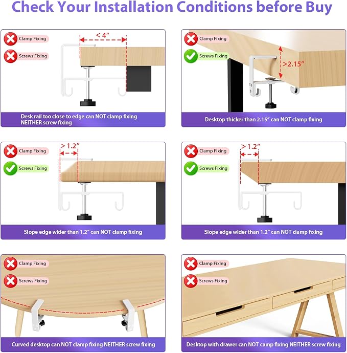 Univivi No Drill Under Desk Cable Management Tray, 36 inch Cable Management | Clamp/Screw Mount Cable Management Under Desk, Premium Fabric Under Desk Cable Tray, Various Size Cable tray for Office, Home - Image 5