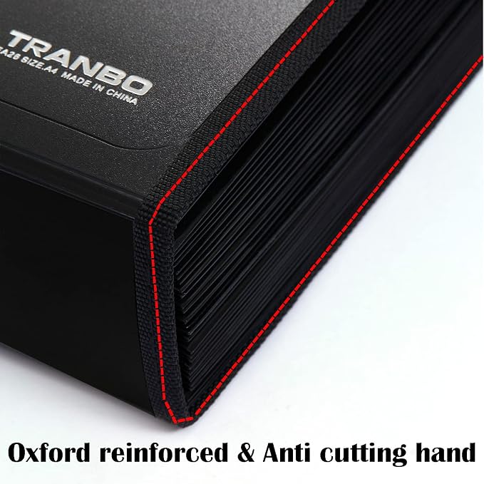 25 Pockets Letter Size/A4 Accordion File Organizer with Handle, TRANBO Expanding File Folder, Expandable Document Paper Organizer for Travel School Office - 1 Pack - Image 4