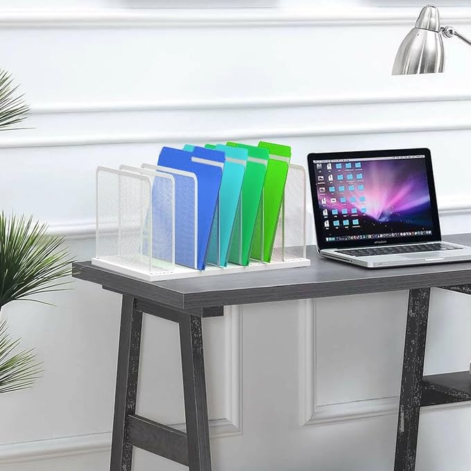 Kuntine.B 7-Section Upright Desk File Organizer Silver 2 Pack | Vertical, Mesh, Metal, Assembly, Stability, Sturdiness, Organization, Standing - Image 5