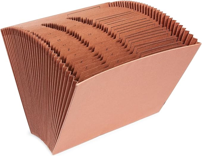 Staples Letha‑Tone Expanding File, 1–31 Numerical Index, Letter Size, Brown Redrope Construction by Staples