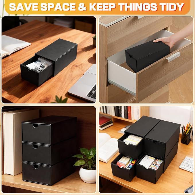 10Packs 4x6 Index Card Box,Index Card Organizer Box with Lid,Hold 10000 Cards,Black Recipe Holder for 4''x6'' Notecard Recipe Flashcard Card - Image 7