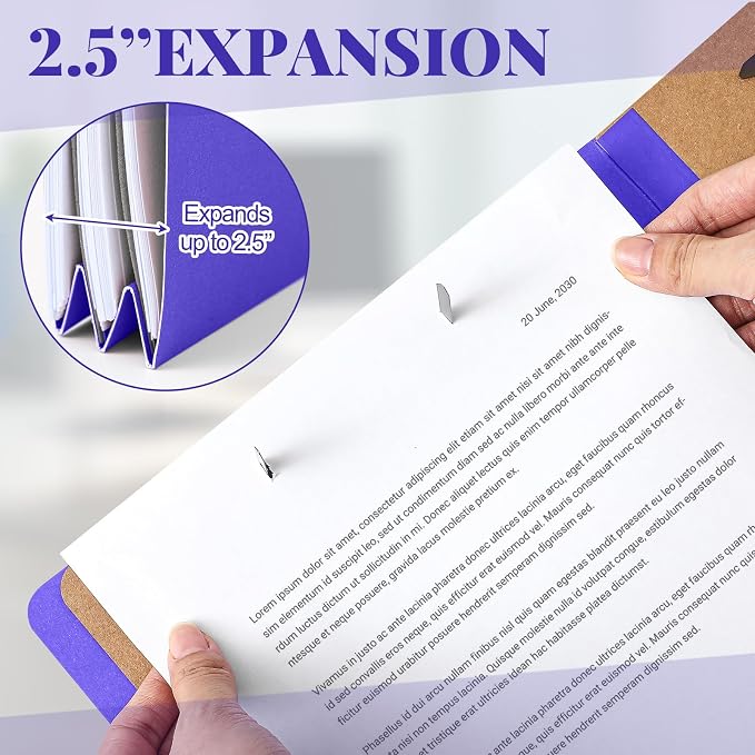 AmazingSpark 12 Pcs Legal Size Classification Folders 2 Divider, Bulk Pressboard File Folder with Expansion 2 Prongs Fastener Heavy Duty Office File Organizer for School Hospitals Home(Purple) - Image 5