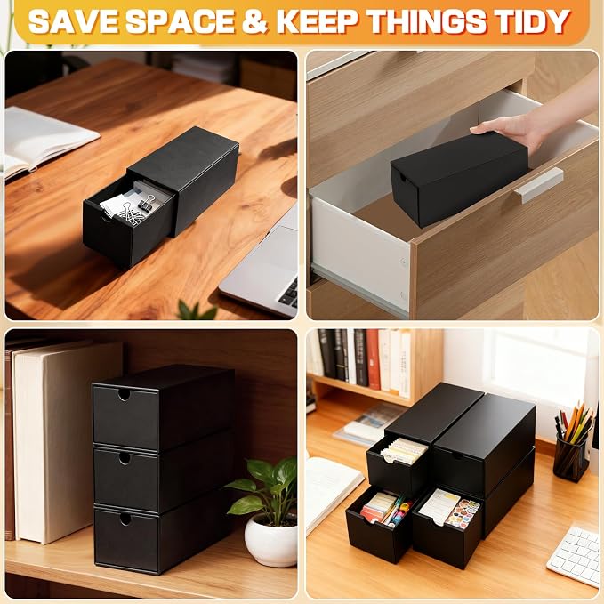 12Packs 3x5 Index Card Box,Index Card Organizer Box with Lid,Hold 12000 Cards,Black Recipe Holder for 3''x5'' Notecard Recipe Flashcard Card - Image 7