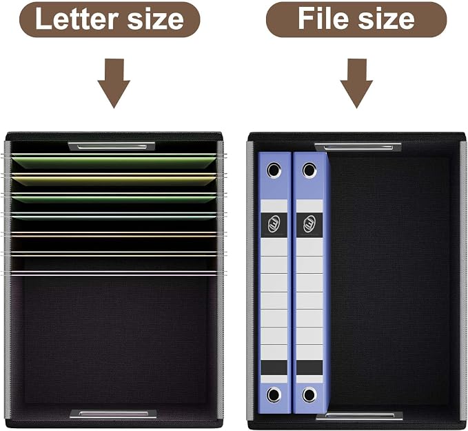 File Organizer Box with Lids, Collapsible File Folder Organizer | File Box with Plastic Slides for Document, Filing Bin for Letter Size Hanging File Folders (4 Pack, Brown, Leather) - Image 6