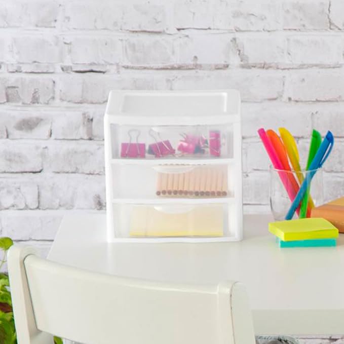 Sterilite Clearview 3-Drawer Cart Small Plastic Storage Organizer, 12-Pack | White - Organizing Drawers, Containers for Bathroom, Closet, Kitchen, and Bedroom - Image 5
