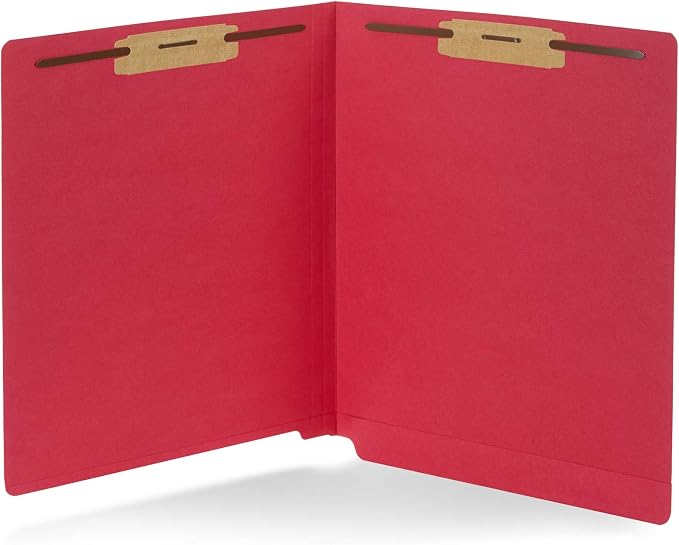 Blue Summit Supplies 50 Red End Tab Fastener File Folders, Letter Size | Durable 11pt red paper, straight cut end tabs, 2 prong fasteners, medical files, receipts, office reports - Image 7