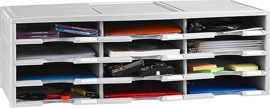 Storex 12-Compartment Literature Organizer/Document Sorter, Grey (61601U01C) | compartment Organizer by Storex