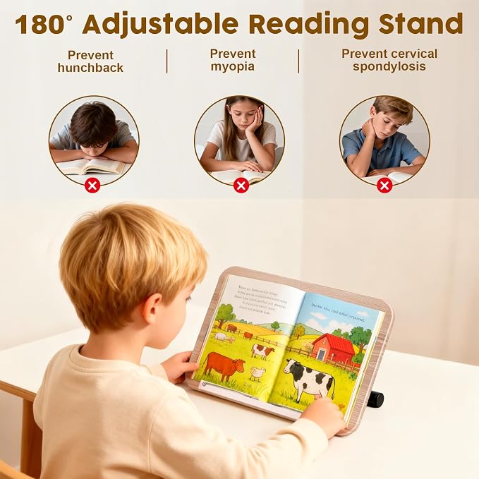 2 in 1 Dual-use Music Stand & Desktop Book Stand, Adjustable Height 16.5"-51", 100% Solid Wood Laptop Floor Stand Book Holder with Elastic Page Clips for Cookbooks (White) - Image 8