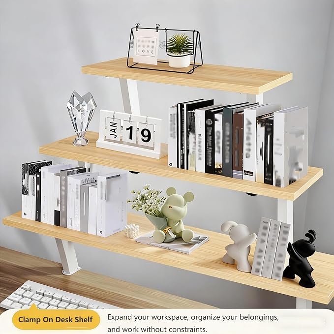 Clamp On Desk Shelf, Adjustable Desktop Extender Storage Organizer | Space Saving Desk Shelf No Drill For Office, Dorm, Home Desk Organization (31.4 x 7.8 in) - Image 5
