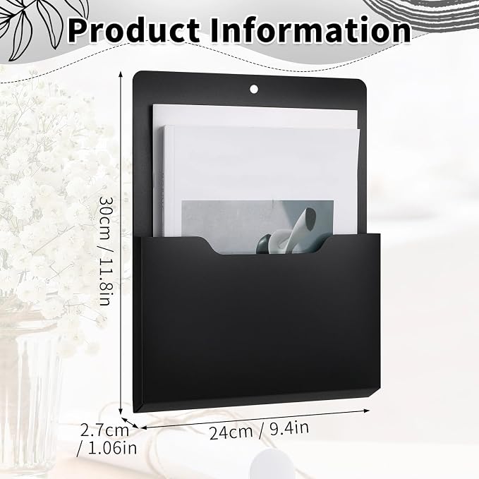 Qunclay 6 Pack Magnetic File Holder Magnetic Paper Holder Fridge Magnet Organizer Letter Size Fridge Pockets Storage Mail Planner Wall File Organizer for Refrigerator Locker Whiteboard (Large) - Image 3