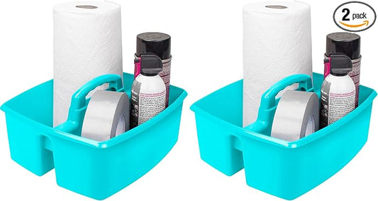 Storex Industries 13" x 11" x 6.375" Large Caddy, Teal (Pack of 2) by Storex