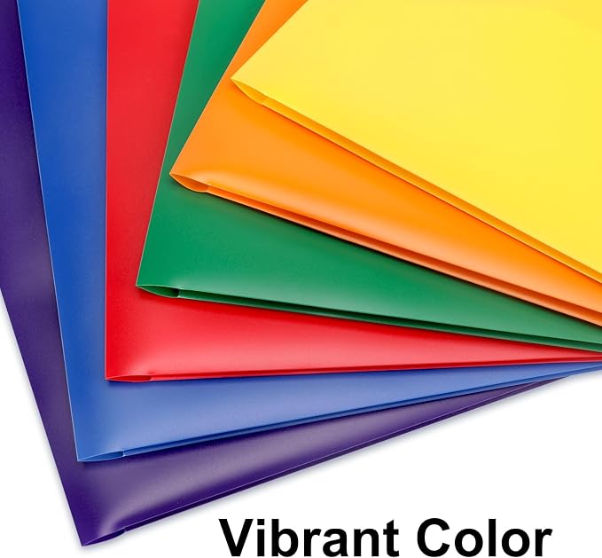 ViVin 6-Pack Plastic Folders with Pockets, Poly Folder with 2 Pockets, Assorted Folders Hold US Letter Size Paper for School/Office/Home - Image 7