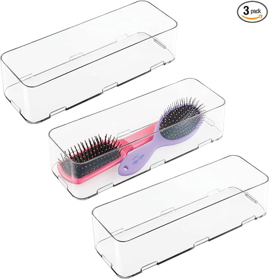 iDesign Interlocking Drawer Organizer, Set of 3, Clear | Kitchen, Bathroom, Desk Drawers by iDesign