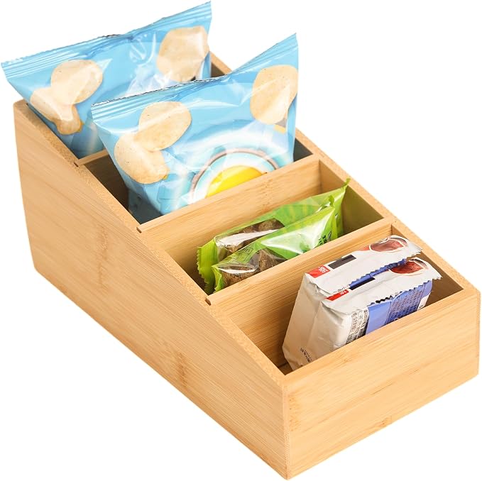 2 Pack Bamboo Snack Organizer, 4 Section | 360° Rotating, Art Supply Holder & Office Storage Caddy, For Colored Pencils, Crayons, Paintbrushes - Image 7