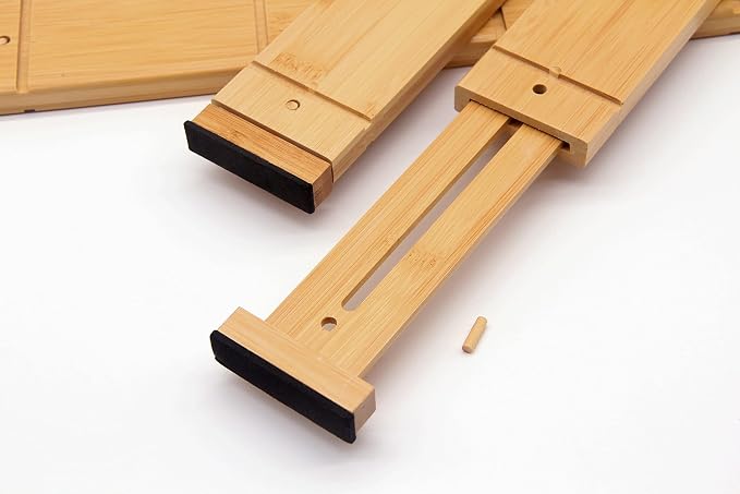 Adjustable 17-22in Bamboo Dividers Organizers with 9 Inserts, Expandable Spring Loaded Drawer Dividers for Kitchen, Dresser, Bedroom, Bathroom, Office, and Garage (4 Pack) - Image 8