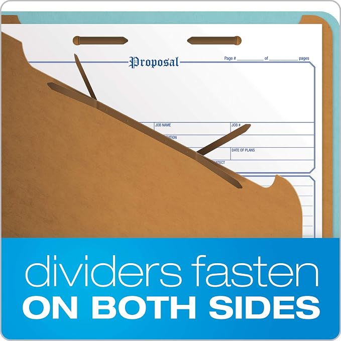Pendaflex Classification Folders, Standard, 3 Dividers, Embedded Fasteners, 2/5 Cut Tab, Blue, Legal Size, 10/BX (29094) - Image 4