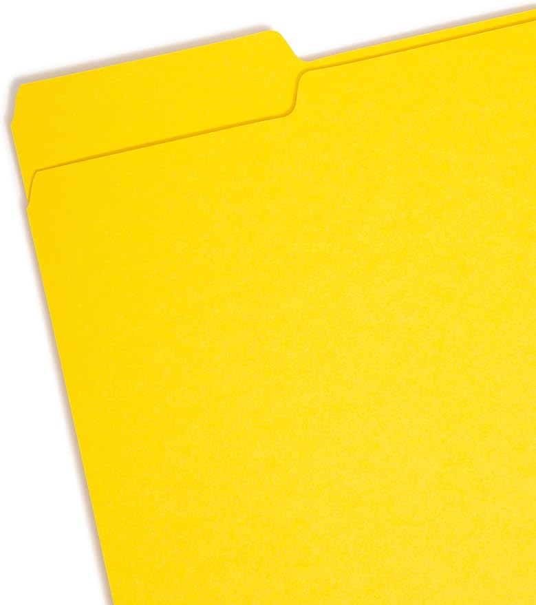 Smead Interior File Folder, 1/3-Cut Tab, Letter Size, Yellow, 100 per Box, Expandable File Folders for Filing Cabinet - Image 2