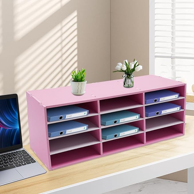 12-Slot Desktop Mail Sorter Organizer File Holder for Office Home | Sturdy PVC Construction, Top Storage Platform, Wide Slot Openings, Smooth Round Corners, Easy Assembly, Effortless Cleaning - Image 3
