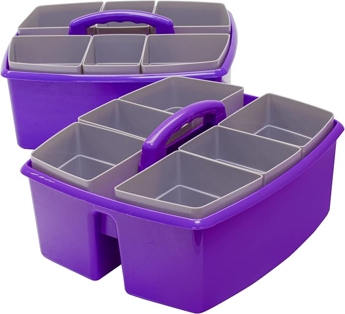 Storex Large Classroom Craft Caddy with Cups, 13 x 11 x 6.575 Inches, Purple, Case of 2 (00986A02C) - Image 2
