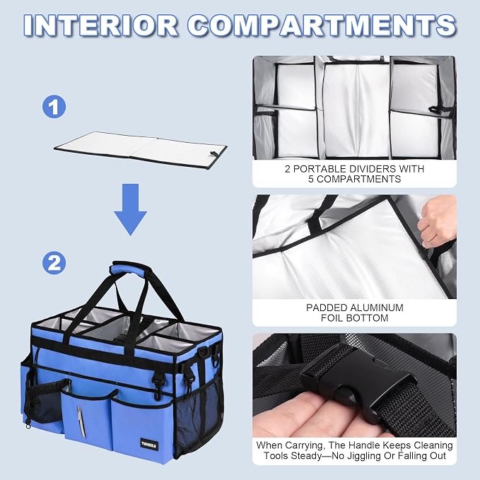 Extra-Large Wearable Cleaning Caddy With Detachable Divider,Cleaning Caddy For Cleaning Supplies Large Cleaning Supply Caddy With Adjustable Shoulder Strap & Waist Belt For Cleaners - Image 4