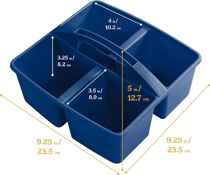 ECR4Kids 4-Compartment Medium Plastic Caddy, Multipurpose Organization, Earthtone, 6-Pack - Image 2